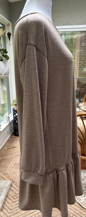 Beige Long Sleeve Swing Dress By GILLI Size M - Picture 3 of 7